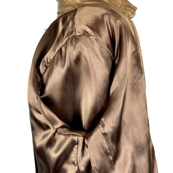 COLDWATER CREEK Y2K BRONZE METALLIC LEATHER ZIP UP COLLARED JACKET - Picture 12 of 15